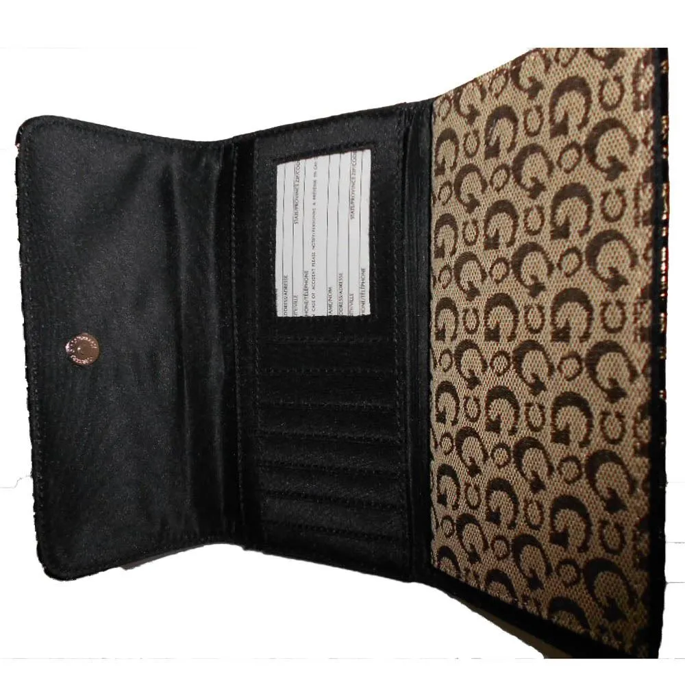 Designer inspired CE Black canvas G signature L checkbook wallet woman