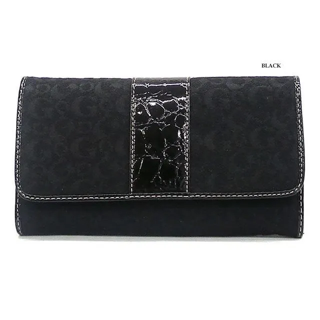 Designer inspired CE Black canvas G signature L checkbook wallet woman