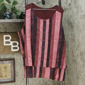 DG2 by Diane Gilman Women's Printed Media Easy Tank Top Wine Snake 3X