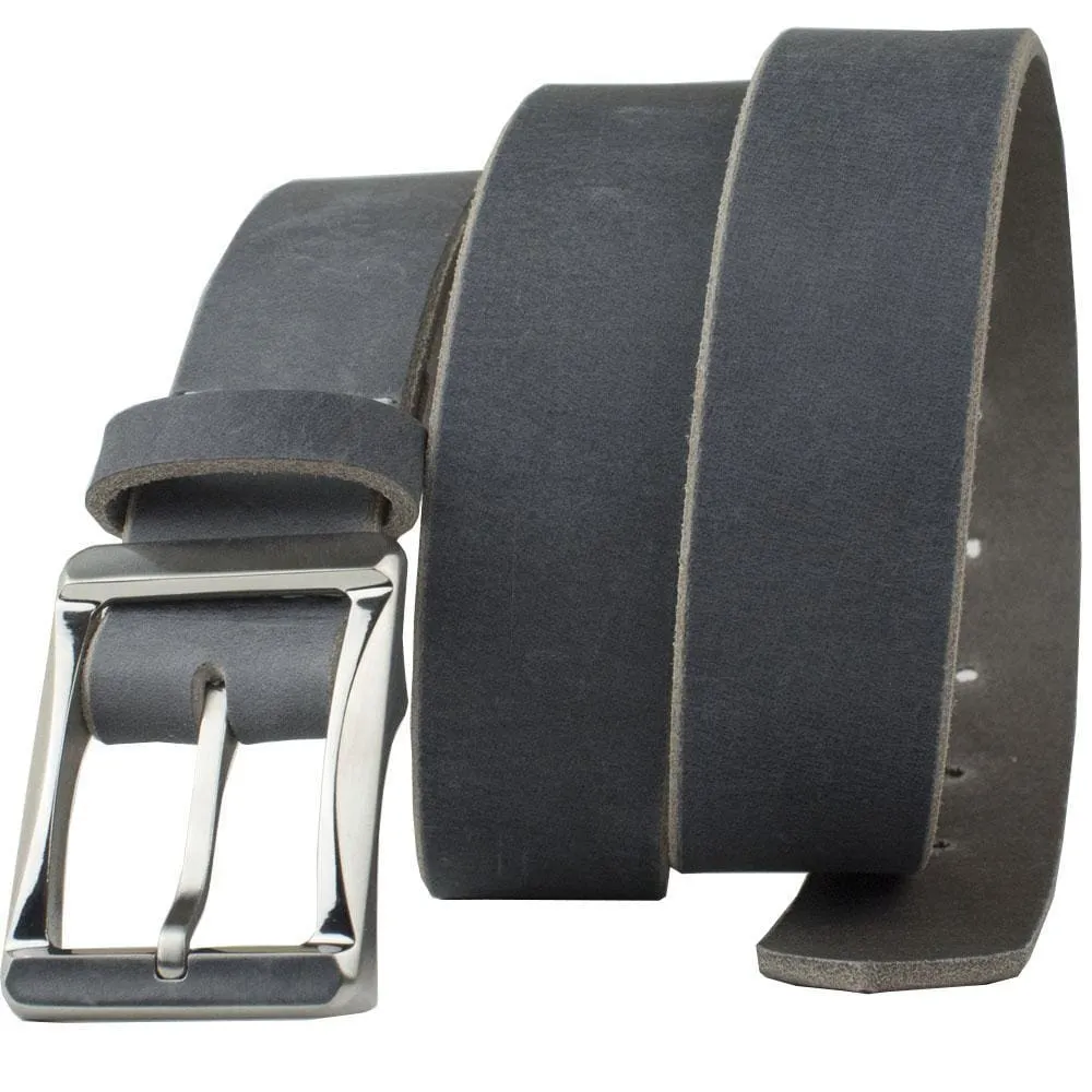 Distressed Gray Leather Titanium Work Belt by Nickel Smart®
