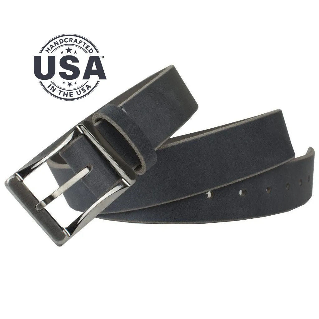 Distressed Gray Leather Titanium Work Belt by Nickel Smart®