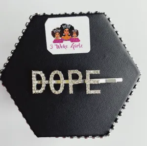 DOPE Rhinestone Statement Words Hairpin Hair Clip