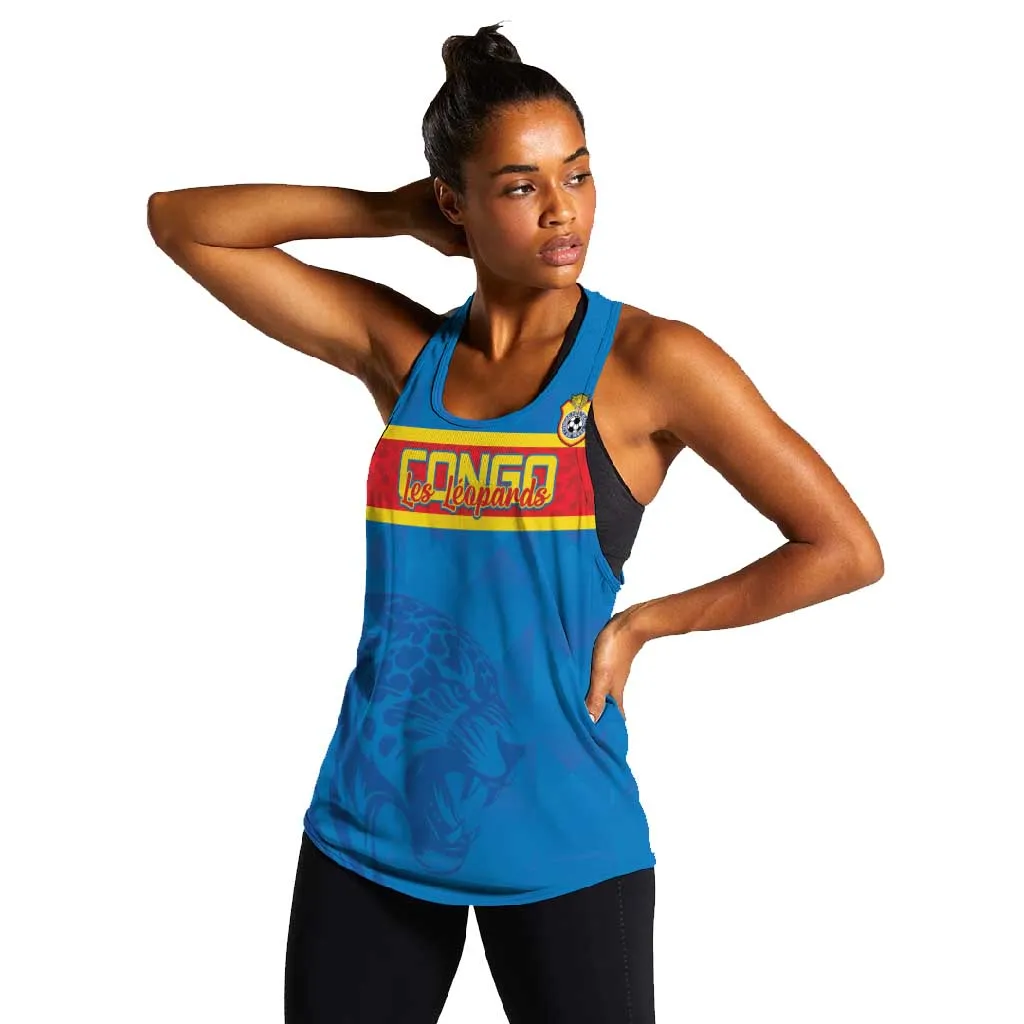 DR Congo Football Custom Women Racerback Tank Go Champions LT15