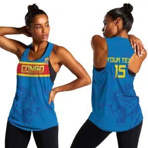 DR Congo Football Custom Women Racerback Tank Go Champions LT15