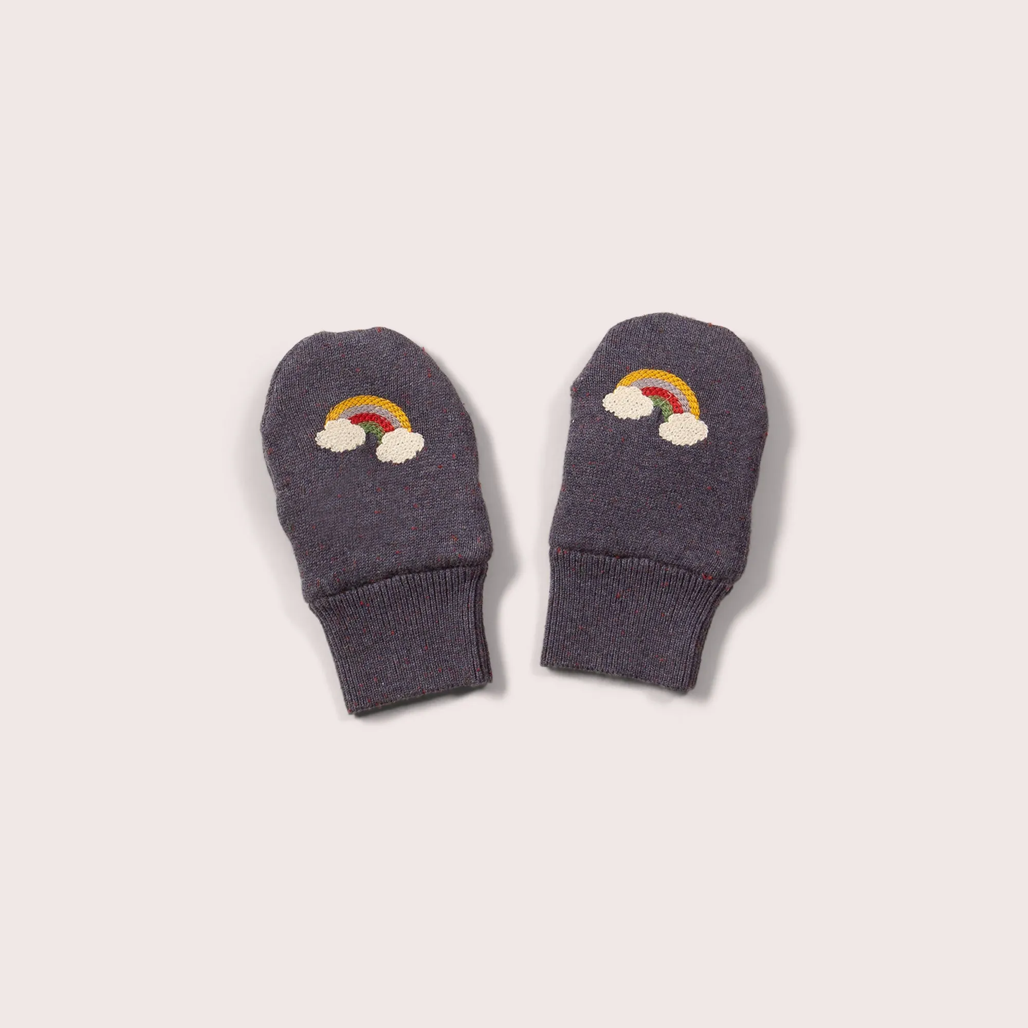 Dreamy Blue Embroidered Knitted Mittens