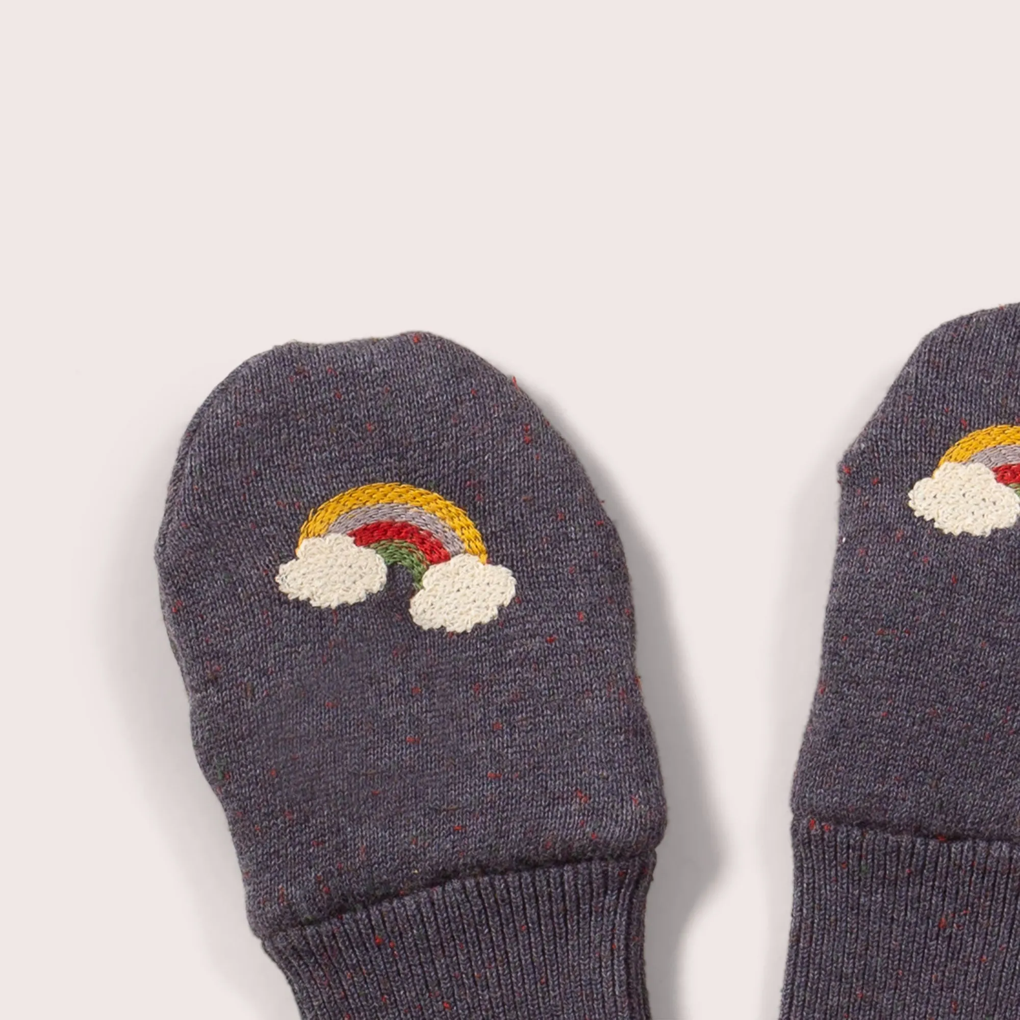 Dreamy Blue Embroidered Knitted Mittens