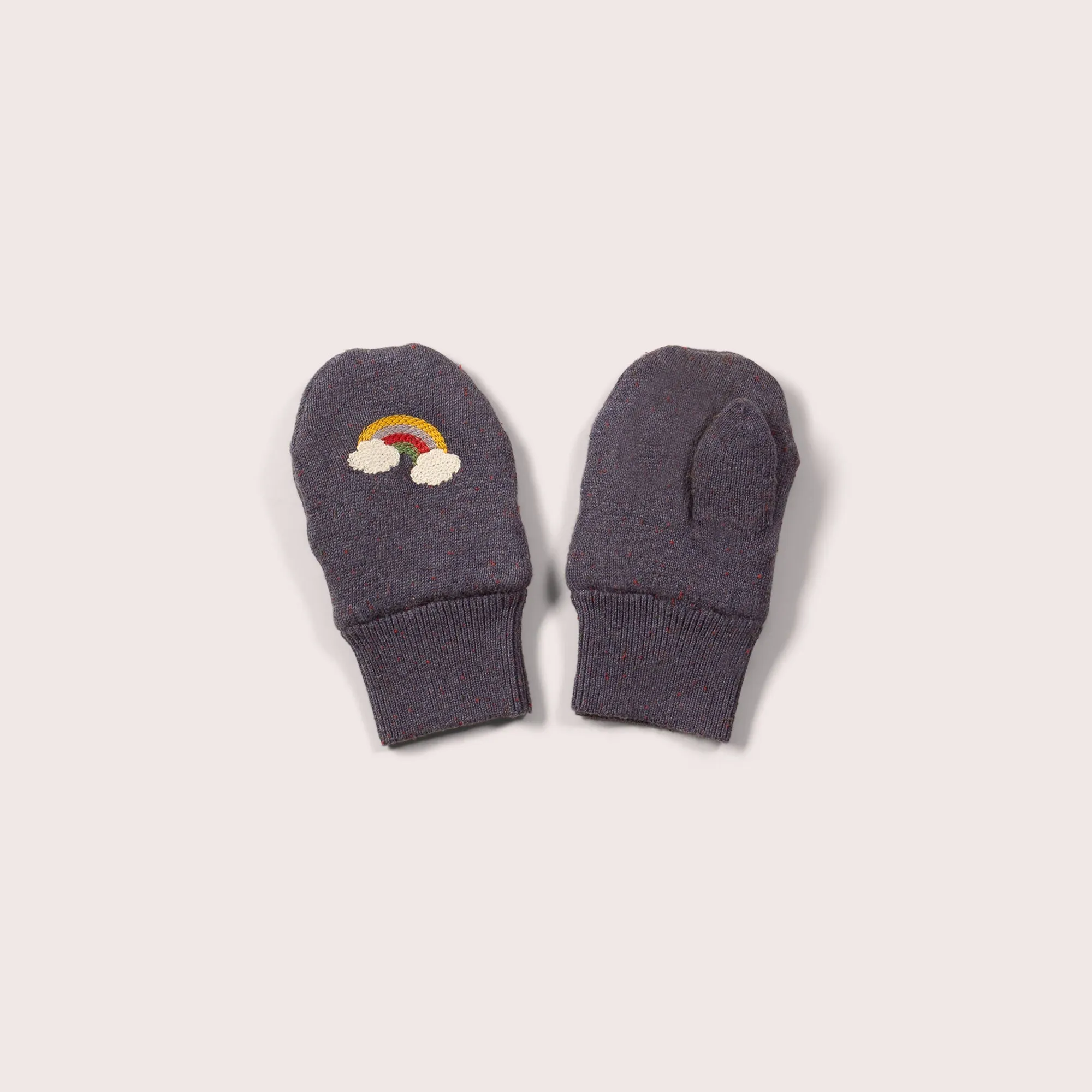 Dreamy Blue Embroidered Knitted Mittens