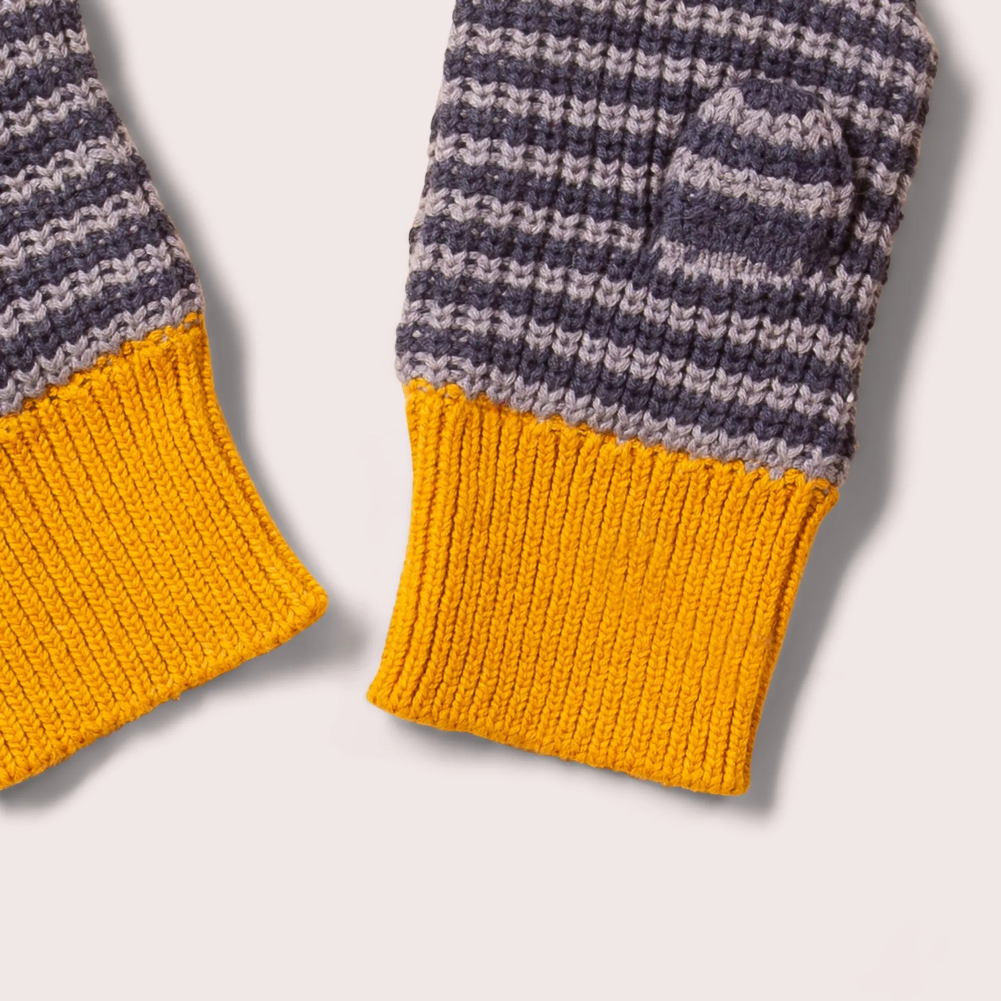 Dreamy Blue Striped Knitted Mitts