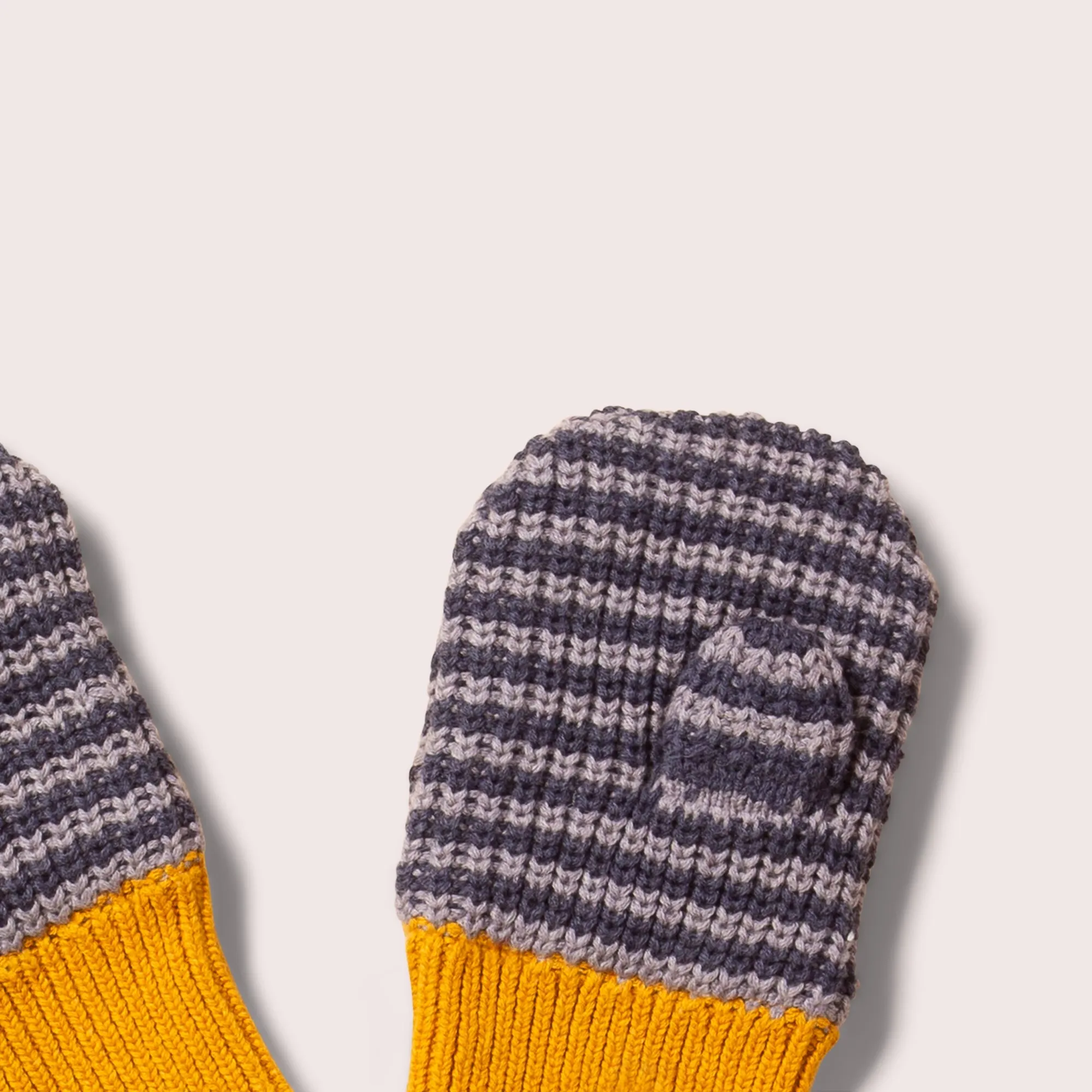 Dreamy Blue Striped Knitted Mitts