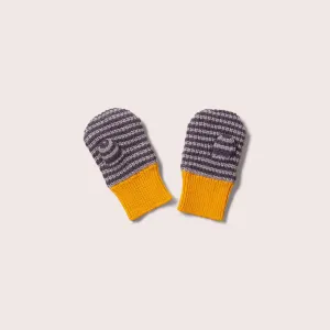 Dreamy Blue Striped Knitted Mitts