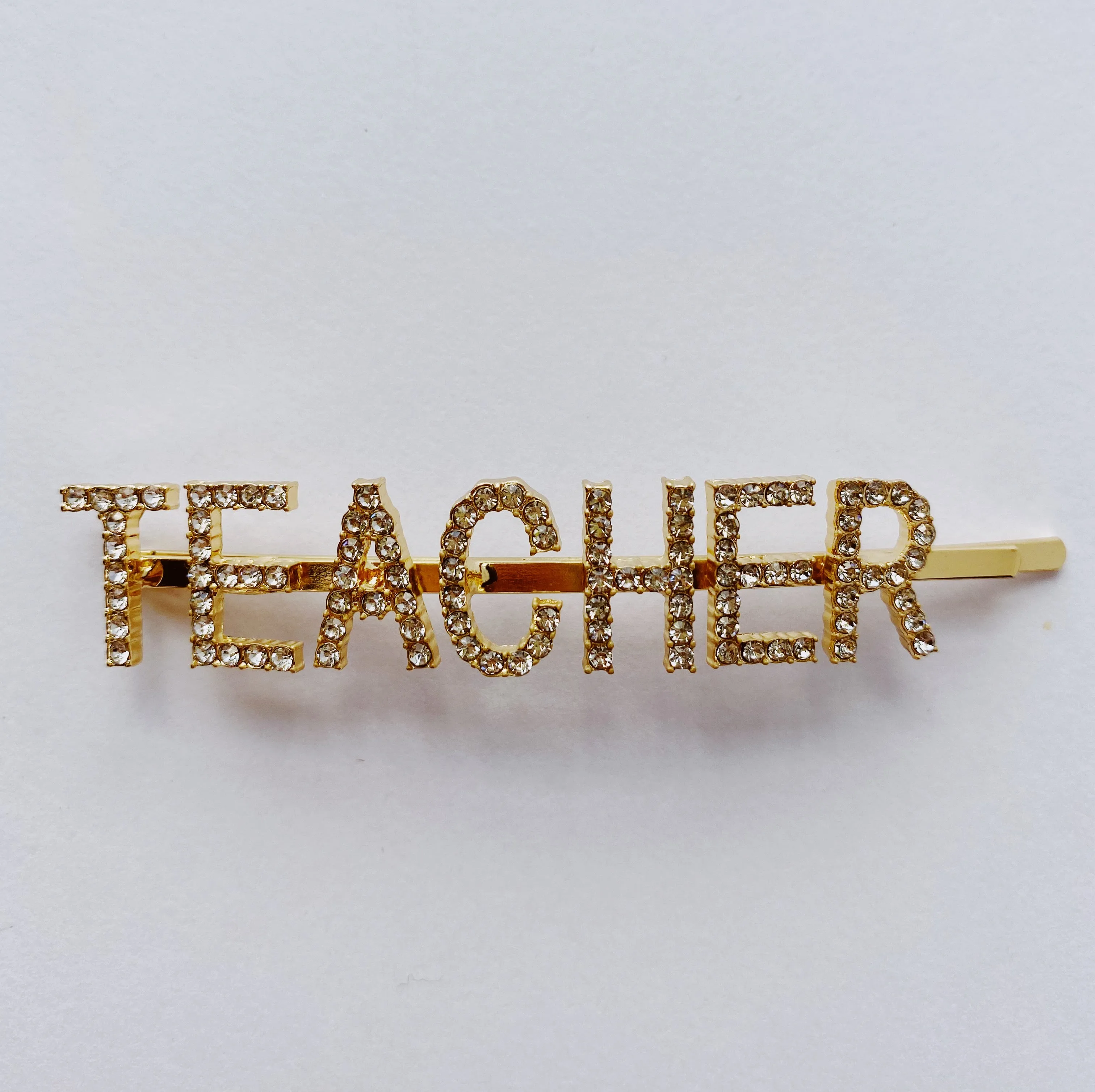 Educator or Teacher Rhinestones Word Hairpin