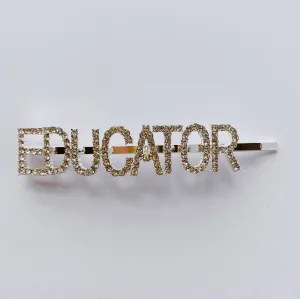 Educator or Teacher Rhinestones Word Hairpin