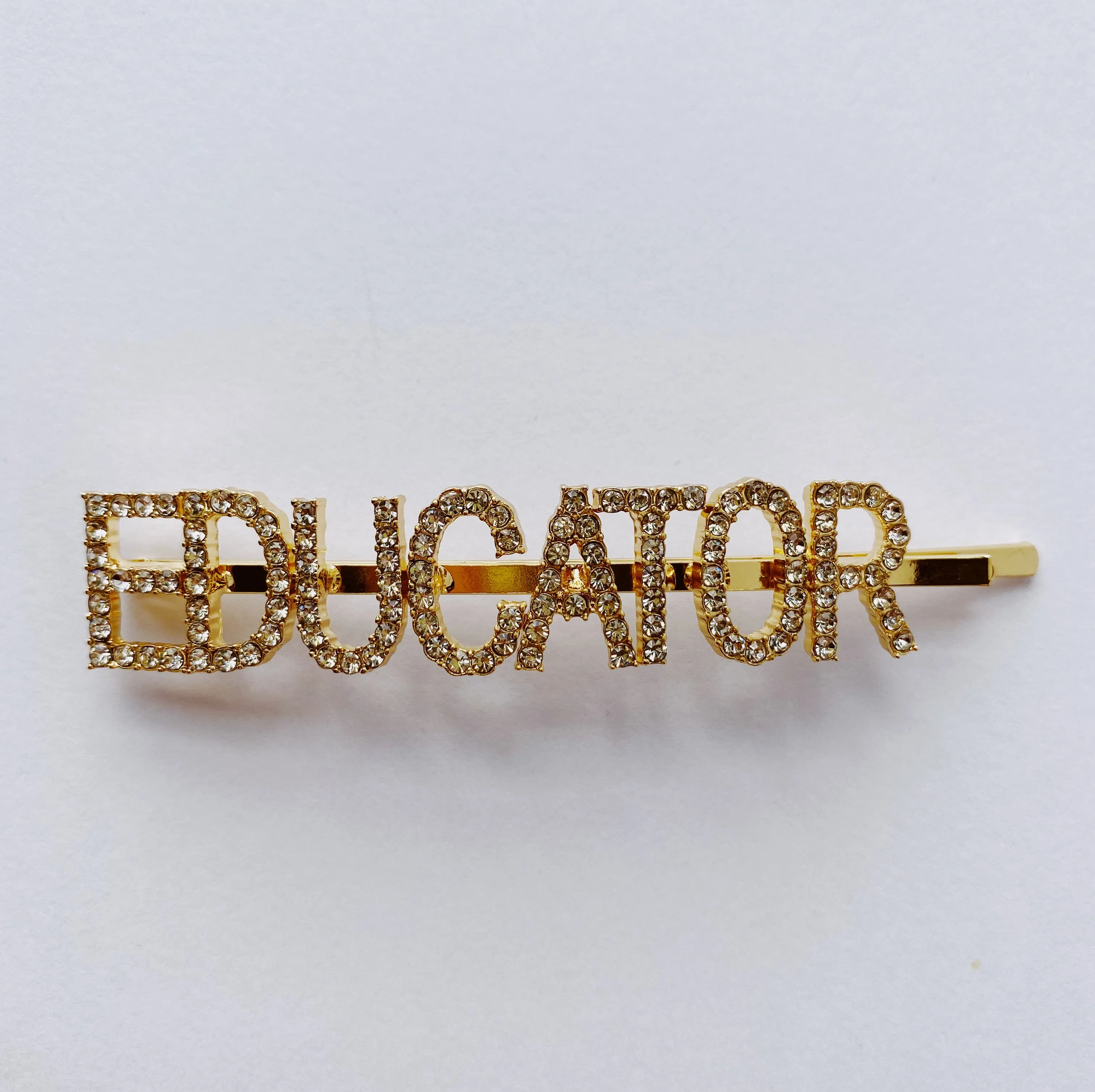 Educator or Teacher Rhinestones Word Hairpin