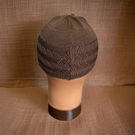 Elastic Knitted Solid Brown Kufi