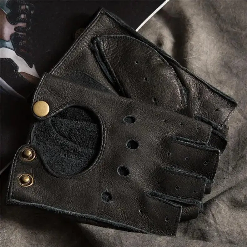 Elegant Men Leather Fingerless Gloves Yellow Cool Stylish Design Comfortable Gloves For Men