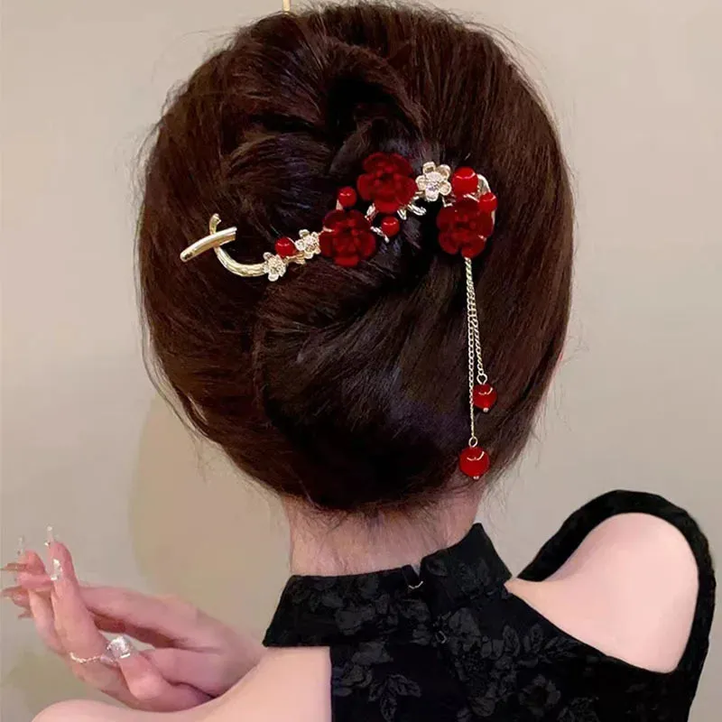 Elegant Rose Butterfly Hairpin