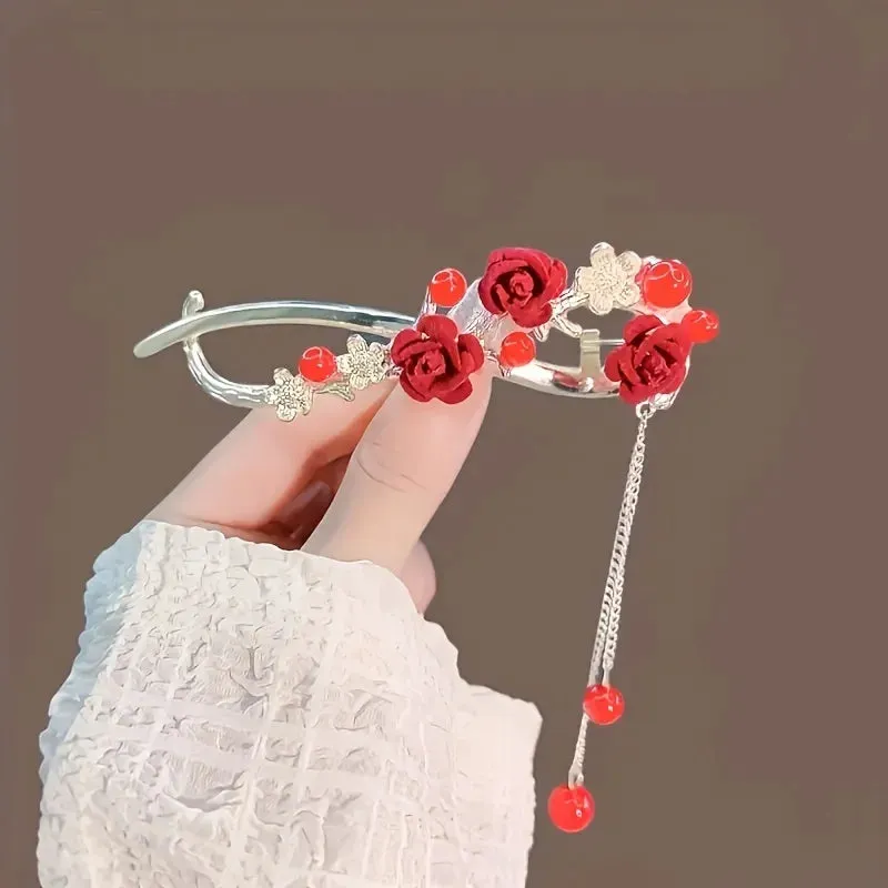 Elegant Rose Butterfly Hairpin
