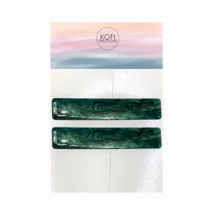 Emerald Marble Hair Clip