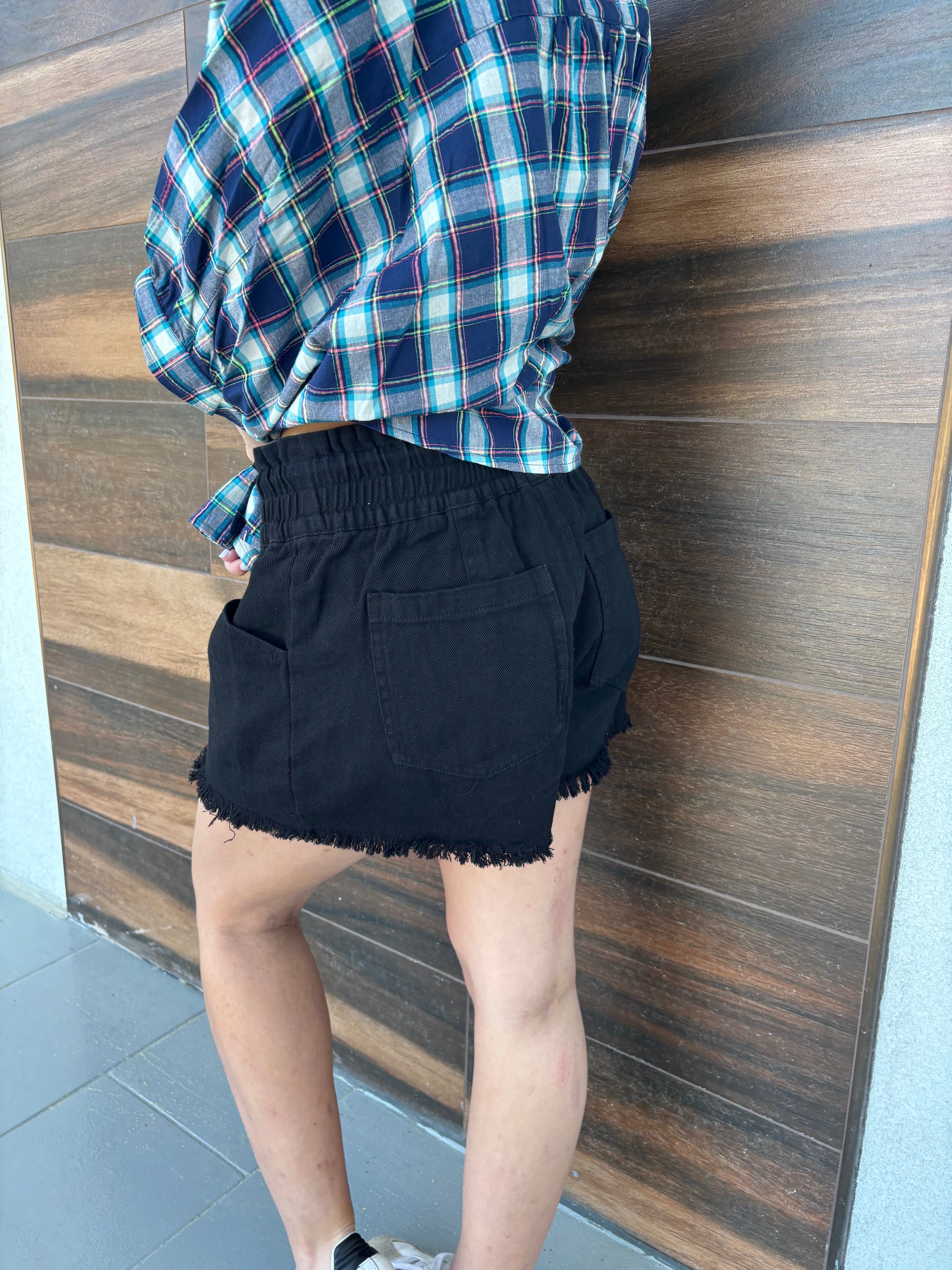 Enzyme Stone Washed Waist Tie Shorts