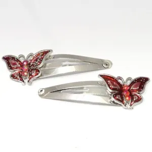 Epoxy Red Butterfly Shaped Metal Sleepies - Pair