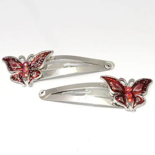Epoxy Red Butterfly Shaped Metal Sleepies - Pair
