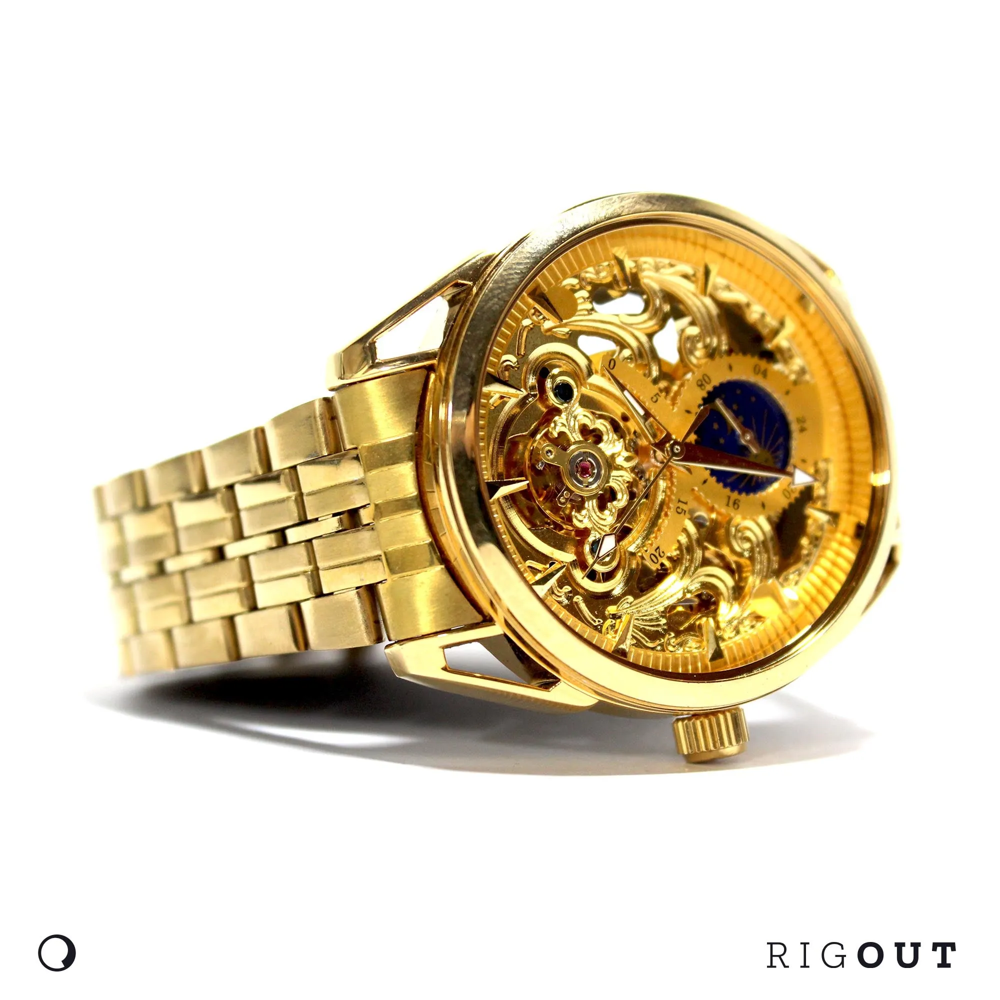 Espada - Golden Automatic Watch with Moon Face and Sub-dials