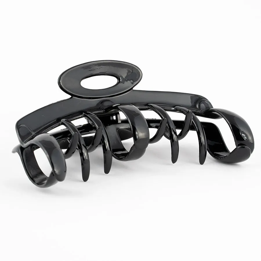 Extra Large French Assorted Teeth Black Hair Claw