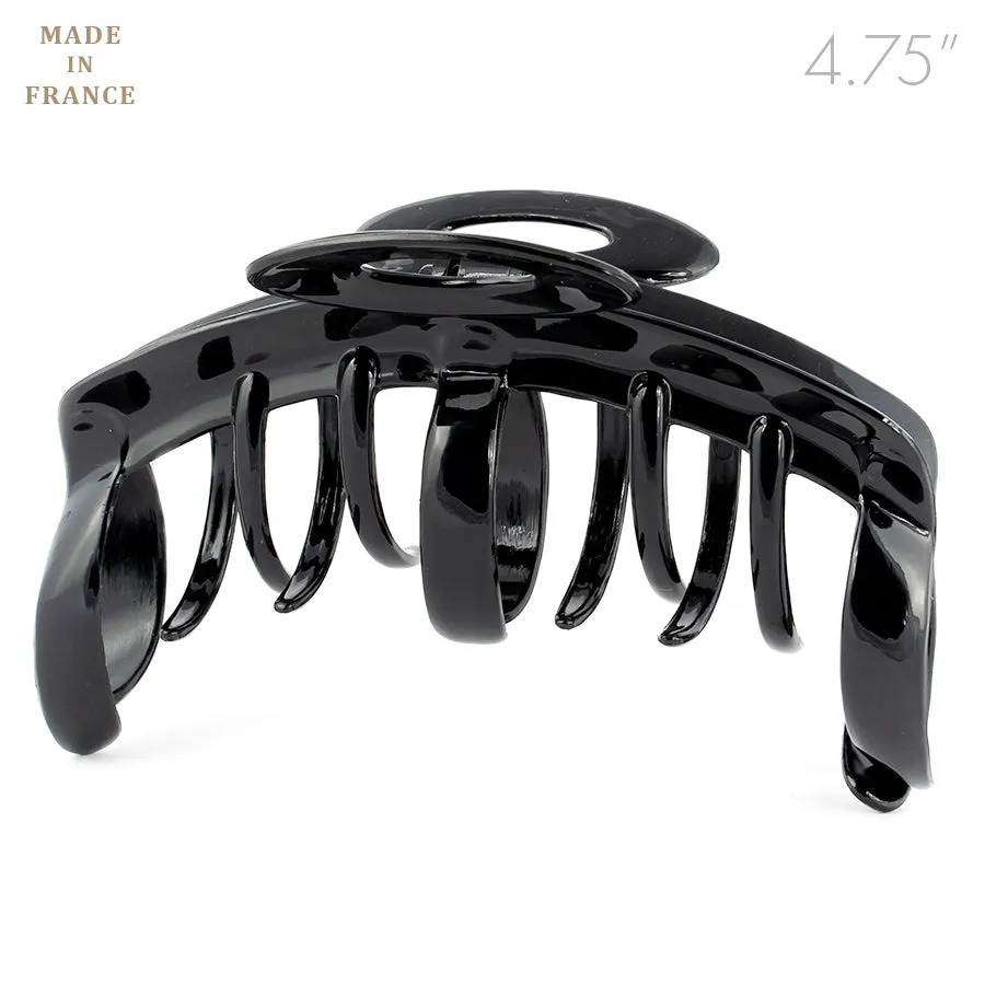 Extra Large French Assorted Teeth Black Hair Claw