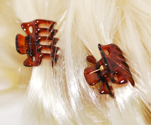 Extra Tiny French Hair Claws in Tortoise Shell - Pair