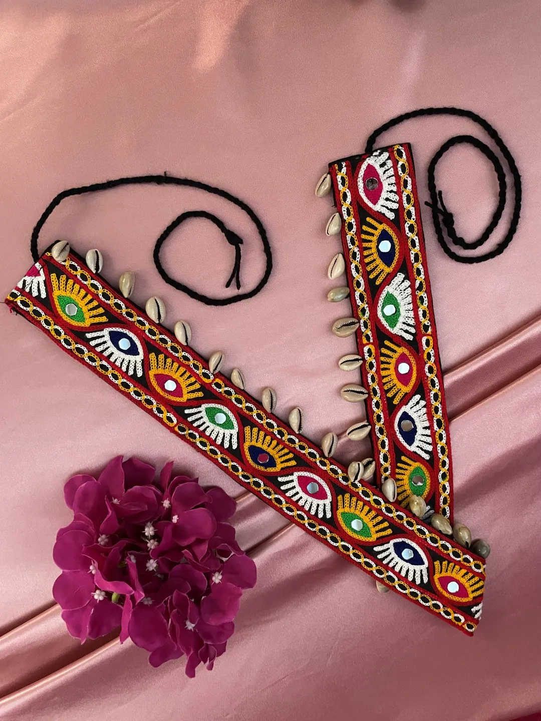 Fabric Waist-Belt  Embroidery Evil Eye Mirror Work Banjara Kamar-Bandh