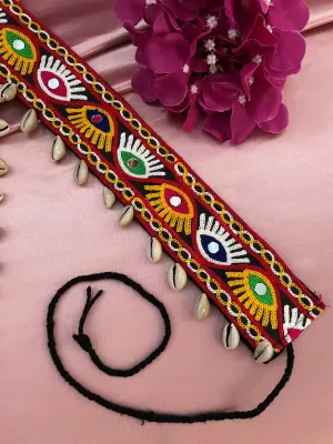 Fabric Waist-Belt  Embroidery Evil Eye Mirror Work Banjara Kamar-Bandh