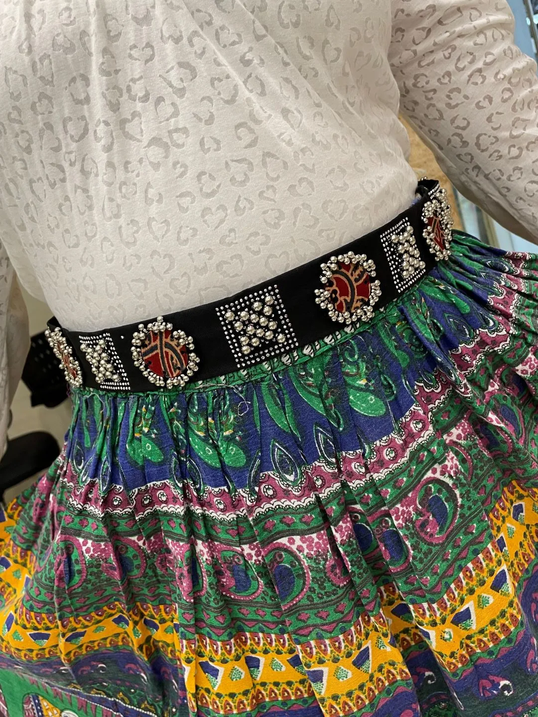 Fabric Waist-Belt Silver Bead Work Banjara Kamar-Bandh
