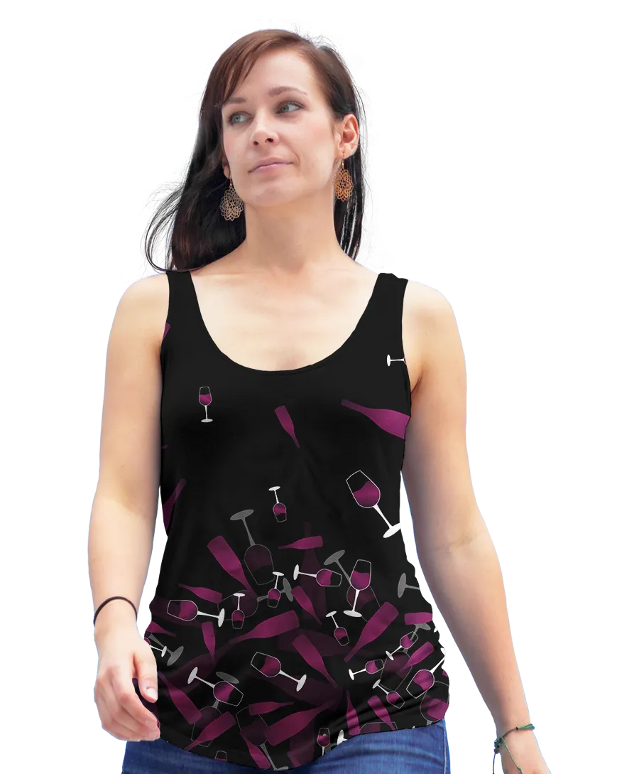 Falling Wine Bottles And Glasses Racerback Tank Top