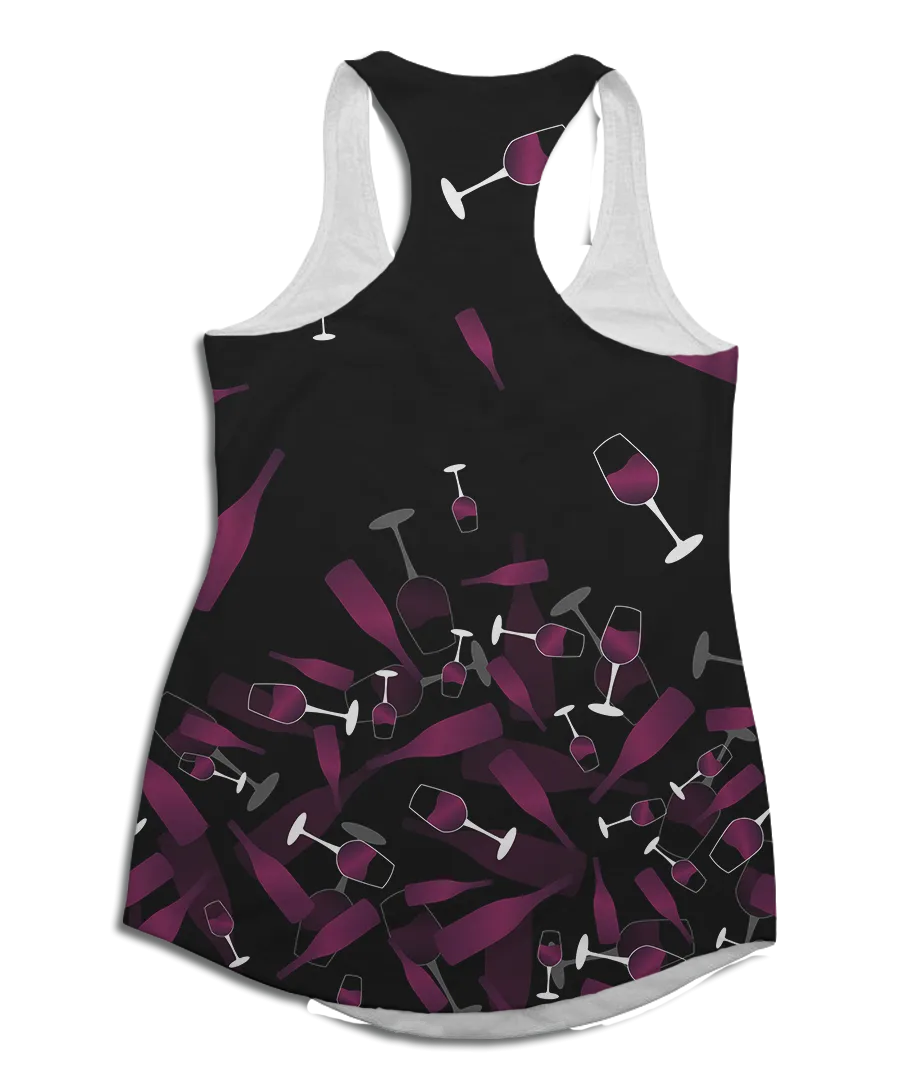 Falling Wine Bottles And Glasses Racerback Tank Top