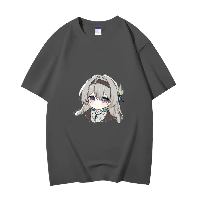 Fashion Anime Honkai: Star Rail Firefly 230g GSM Hipster Style Oversized Cotton T-shirt