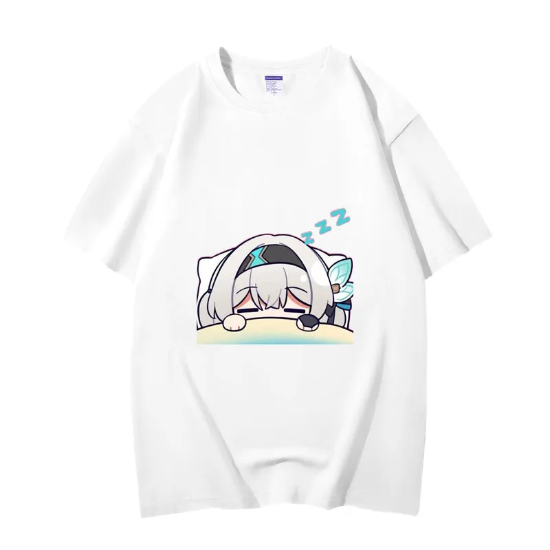 Fashion Anime Honkai Star Rail Firefly 230g GSM Hipster Style Oversized Cotton T-shirt