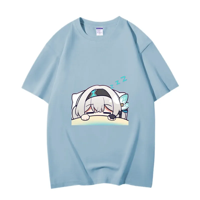 Fashion Anime Honkai Star Rail Firefly 230g GSM Hipster Style Oversized Cotton T-shirt