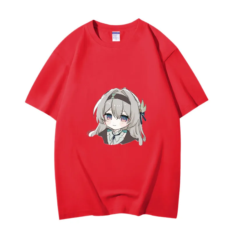 Fashion Anime Honkai: Star Rail Firefly 230g GSM Hipster Style Oversized Cotton T-shirt