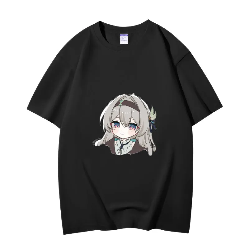 Fashion Anime Honkai: Star Rail Firefly 230g GSM Hipster Style Oversized Cotton T-shirt