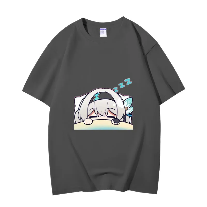 Fashion Anime Honkai Star Rail Firefly 230g GSM Hipster Style Oversized Cotton T-shirt