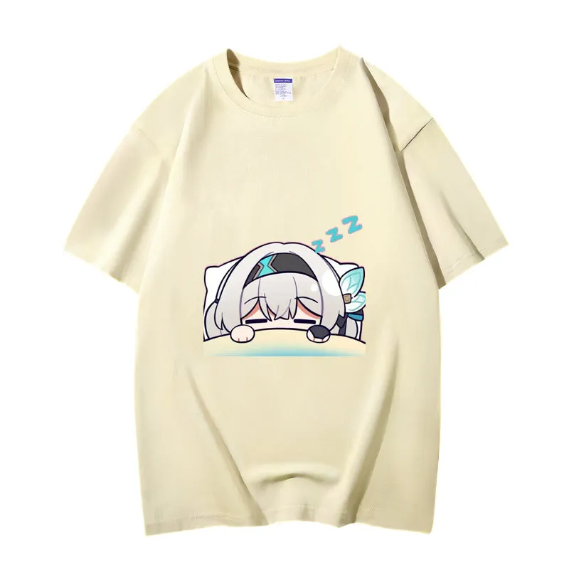 Fashion Anime Honkai Star Rail Firefly 230g GSM Hipster Style Oversized Cotton T-shirt