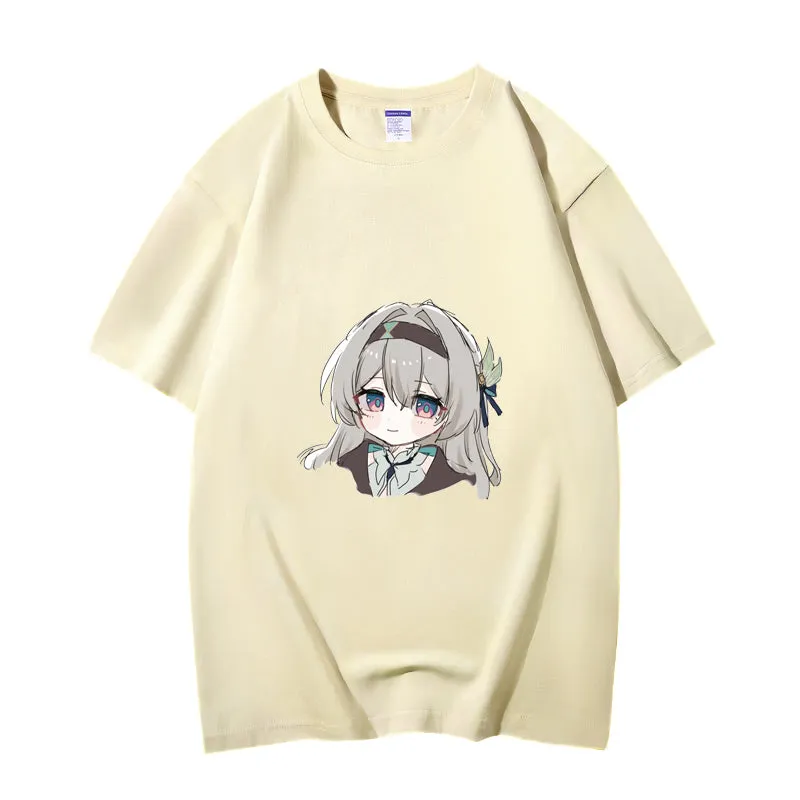 Fashion Anime Honkai: Star Rail Firefly 230g GSM Hipster Style Oversized Cotton T-shirt