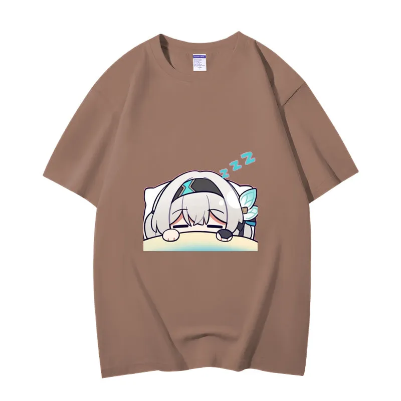 Fashion Anime Honkai Star Rail Firefly 230g GSM Hipster Style Oversized Cotton T-shirt