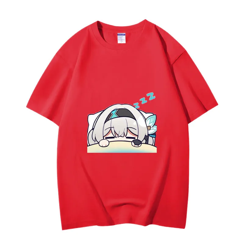 Fashion Anime Honkai Star Rail Firefly 230g GSM Hipster Style Oversized Cotton T-shirt