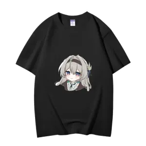 Fashion Anime Honkai: Star Rail Firefly 230g GSM Hipster Style Oversized Cotton T-shirt