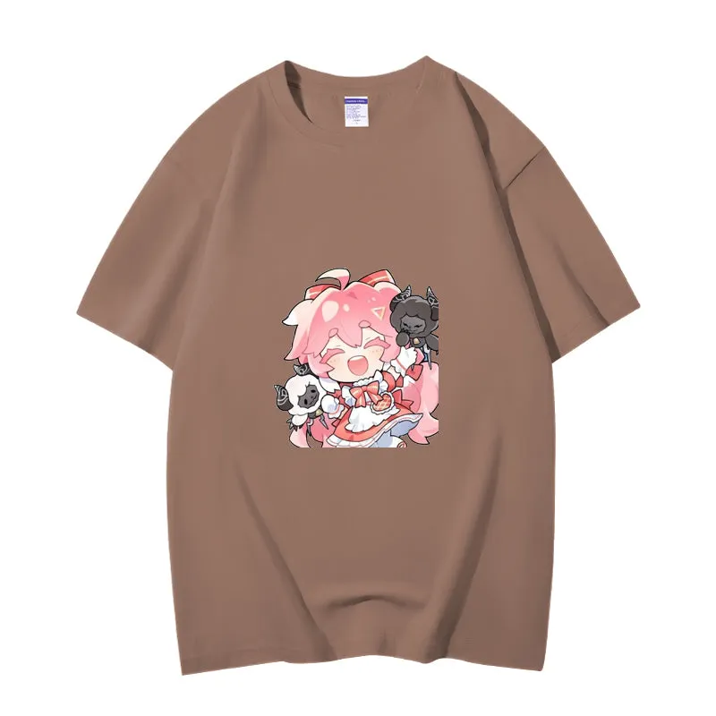 Fashion Anime Wuthering Waves Encore 230g GSM Hipster Style Oversized Cotton T-shirt