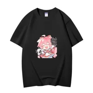 Fashion Anime Wuthering Waves Encore 230g GSM Hipster Style Oversized Cotton T-shirt