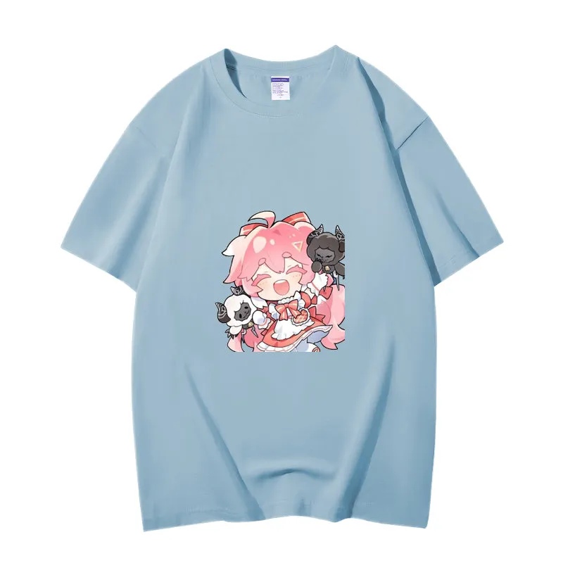Fashion Anime Wuthering Waves Encore 230g GSM Hipster Style Oversized Cotton T-shirt