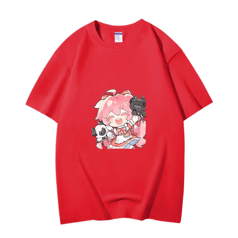 Fashion Anime Wuthering Waves Encore 230g GSM Hipster Style Oversized Cotton T-shirt