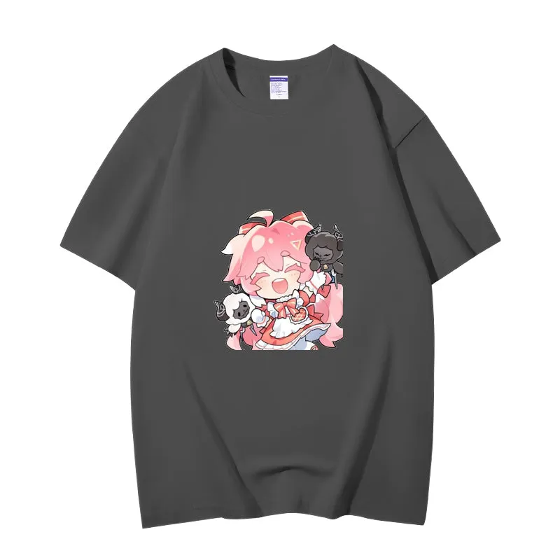 Fashion Anime Wuthering Waves Encore 230g GSM Hipster Style Oversized Cotton T-shirt